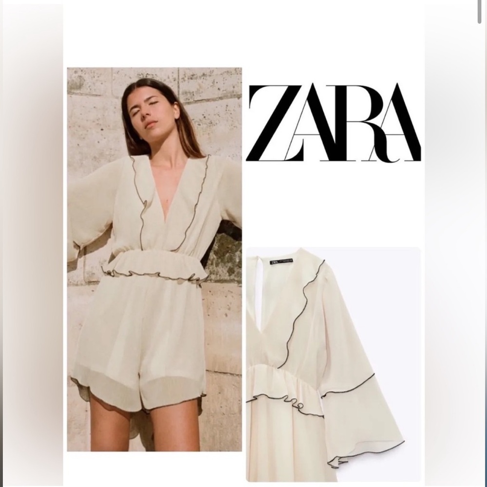 ZARA Bloggers Favorite Ruffled Short Jumpsuit - Picture 3 of 12